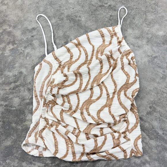 Free People Sand Dunes Cream And Tan Tank Size Small Stretchy Boho - Picture 7 of 10
